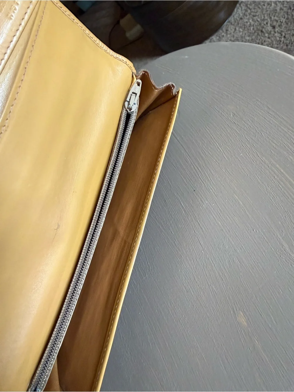 Vintage Celine Brown Monogram Canvas with tan trim long wallet.